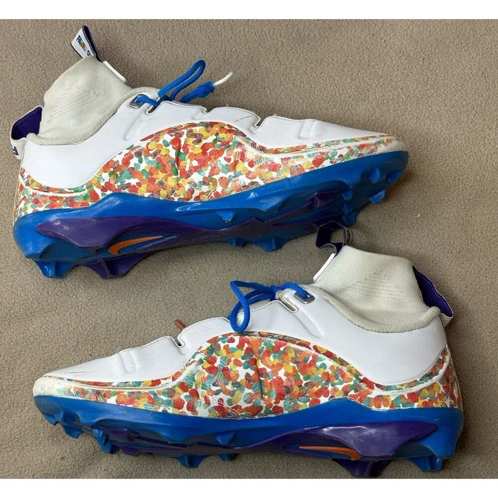 Nike LeBron 4 Menace 3 Fruity Pebbles Football Cleats US Mens Size 10 Multicolor